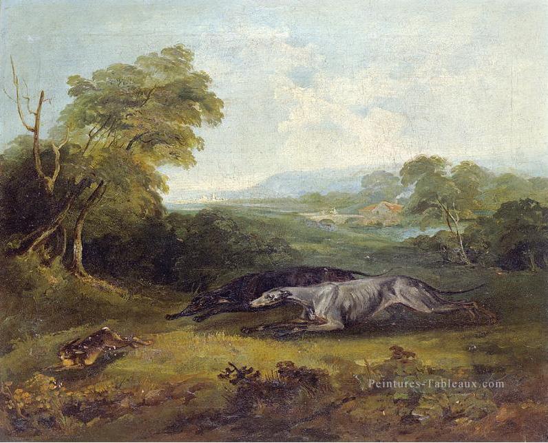 COLONEL THORNTON deux célèbres GREYHOUNDS Philip Reinagle animaux Peintures à l'huile